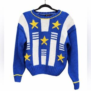 Vintage Nautical Liz Sport Knitted by Hand 100% Cotton Medium Liz Claiborne